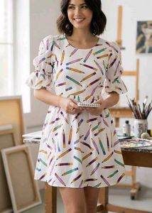 Charming Pencil Print Mini Dress