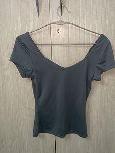 Grey Sweetheart Neck Top