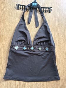 Brown Y2K Halter Top
