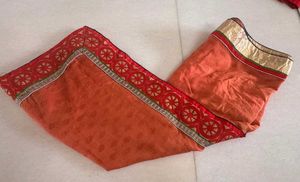 Peachish-Coral Saree With Detailed Border