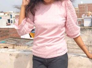 Pink Lace Sleeve Top
