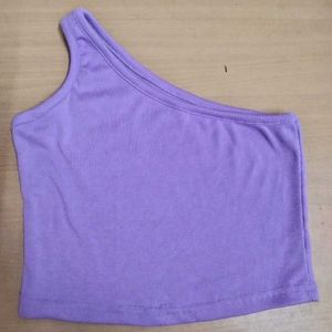 Lilac One-Shoulder Crop Top