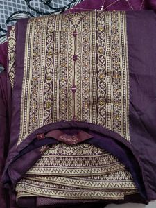 Elegant Purple &amp; Gold Printed Dress