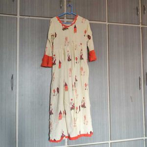 Beutiful Long Top With Frills Work On Hands