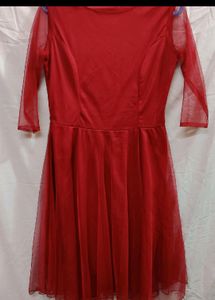 “U&amp;F” Maroon Net Skater dress