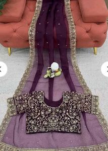 New Organza saree with designer blouse piece