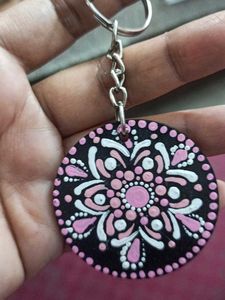 Two Hand-Painted Mandala Keychain