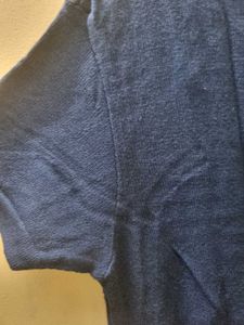 RIBBED KNITTED BLUE AND WHITE DRESS