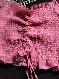 Chic Pink Off-Shoulder Crop Top