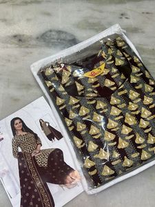 Brown Printed Salwar Suit Material