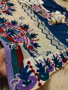kashmeri embroidery work saree with blouse