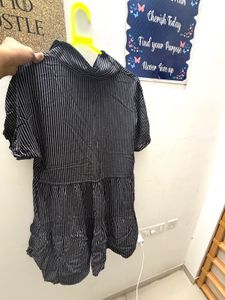 Striped Fit and flare Shirt Dress