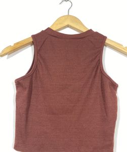 Women Dark Brown Crop Top
