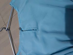 Blue Cold Shoulder Crop Top