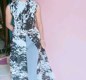 Black &amp; White Abstract Duster
