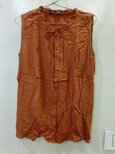 Casual Orange Sleeveless Top