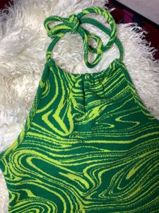 Green Swirl Halter Bodycon Dress