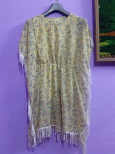 Stunning Yellow Kaftan Dress W Flower Print 4Girls