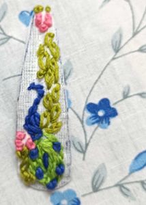 Embroidered Peacock Hair Clip