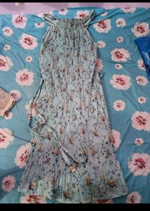 Party Wear Mini Dress Printed With Beautiful Flowe