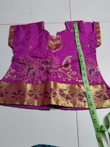 Pink &amp; Gold pattu pavadai set..