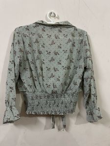 Floral Print Top with Tie Detail