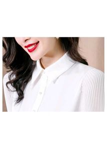 Elegant White Pleated Sleeve Shirt