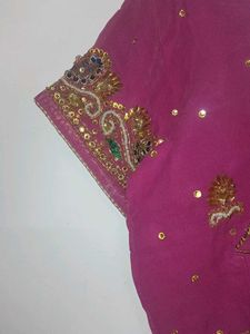 Elegant Pink Embroidered Saree