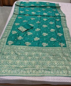 Emerald Green Banarasi Silk Saree- New
