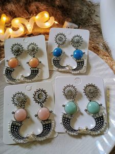Stone Earrings Of 4 Pairs