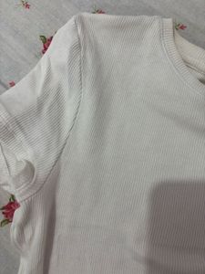 White Ribbed T-Shirt