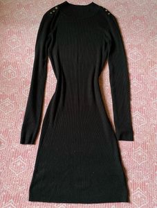 🖤Koovs Black Ribbed Bodycon Knit Dress