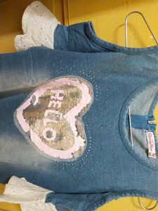 Girls&#39; Denim Cold Shoulder Dress