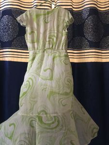 Green Swirl Asymmetrical Dress