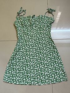 A-line green Strappy Dress