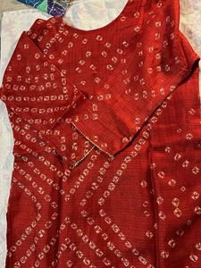 Red Bandhani Print Kurta Xl size