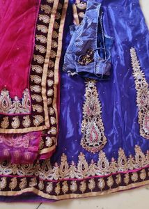 Navy Blue Lehenga Choli With Pink Dupatta