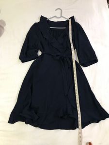 Dark Navy Blue Wrap Dress Fits S/M