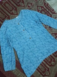 Blue Printed Tunic short kurti