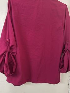 Burgundy Button-Up Blouse