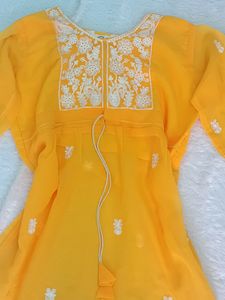 Mustard Chikankari Kurti