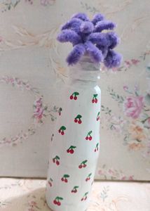 Cherry Vase with Purple Flowers
