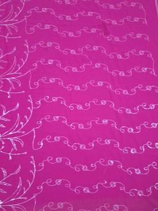 Magenta Floral  Embroidery Saree