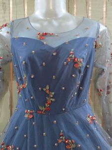 Elegant Embroidered Grey Gown