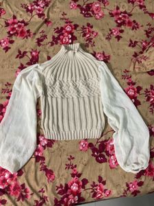 Chic Knit & Sheer Sleeve Top