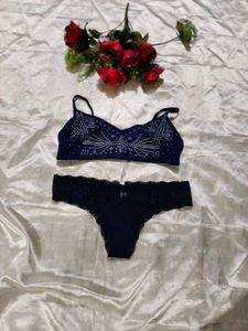 Navy Bra &amp; Panty Set