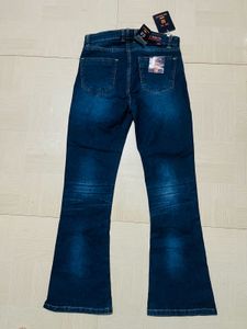 Dark Blue Flared Denim Jeans