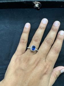 Sapphire & Diamond Halo Ring