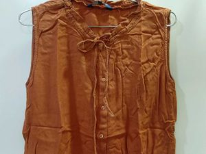 Casual Orange Sleeveless Top