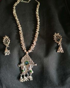 Silver Krishna Pendant Set
